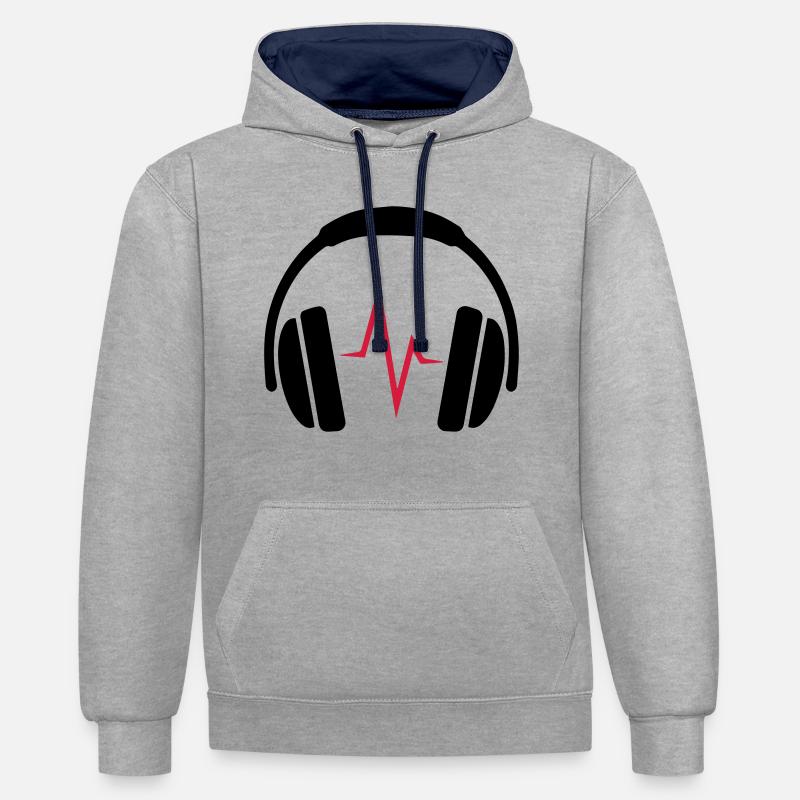 DJ Kopfhörer mit Beat - Kontrast-Hoodie - Grau meliert/Navy