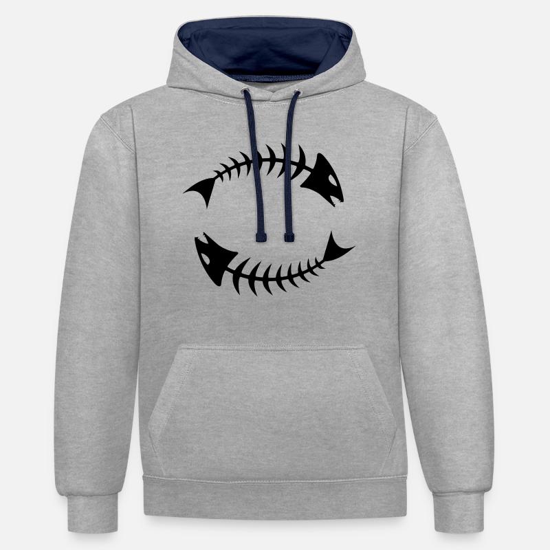 Double Fishbone Fishbone - Sweat à capuche contrasté - gris chiné/bleu marine