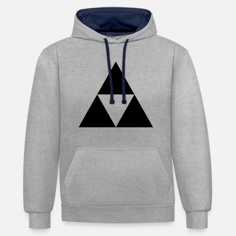 Triangle de Sierpinski - Sweat à capuche contrasté - gris chiné/bleu marine