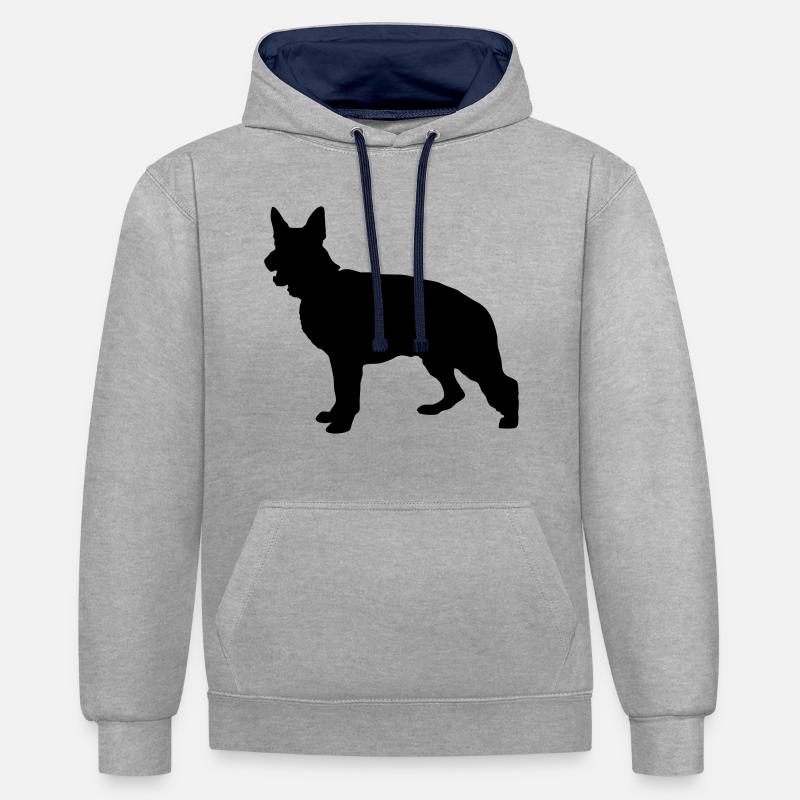 Berger allemand - Sweat à capuche contrasté - gris chiné/bleu marine