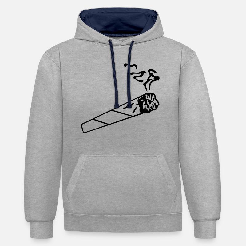 Joint - Zigarette - Sweat à capuche contrasté - gris chiné/bleu marine