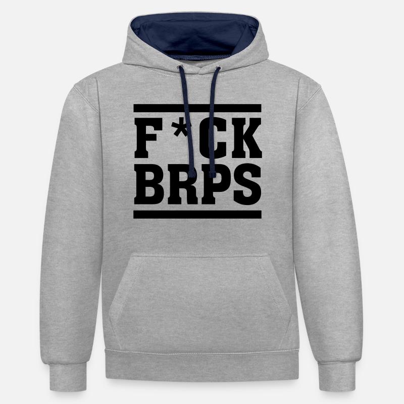 F*CK BRPS - Kontrast-Hoodie - Grau meliert/Navy