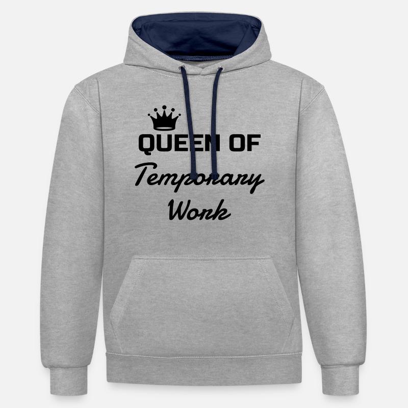 Interim / Intérimaire / Travail / Métier / Job - Sweat à capuche contrasté - gris chiné/bleu marine