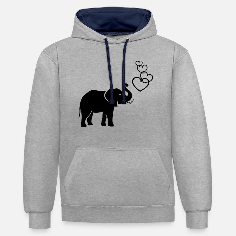 elefanten_love_02 - Kontrast-Hoodie - Grau meliert/Navy
