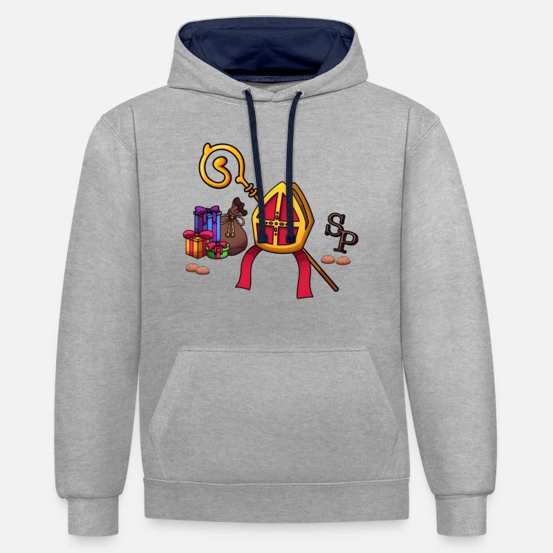 Éléments de Sinterklaas - Sweat à capuche contrasté - gris chiné/bleu marine