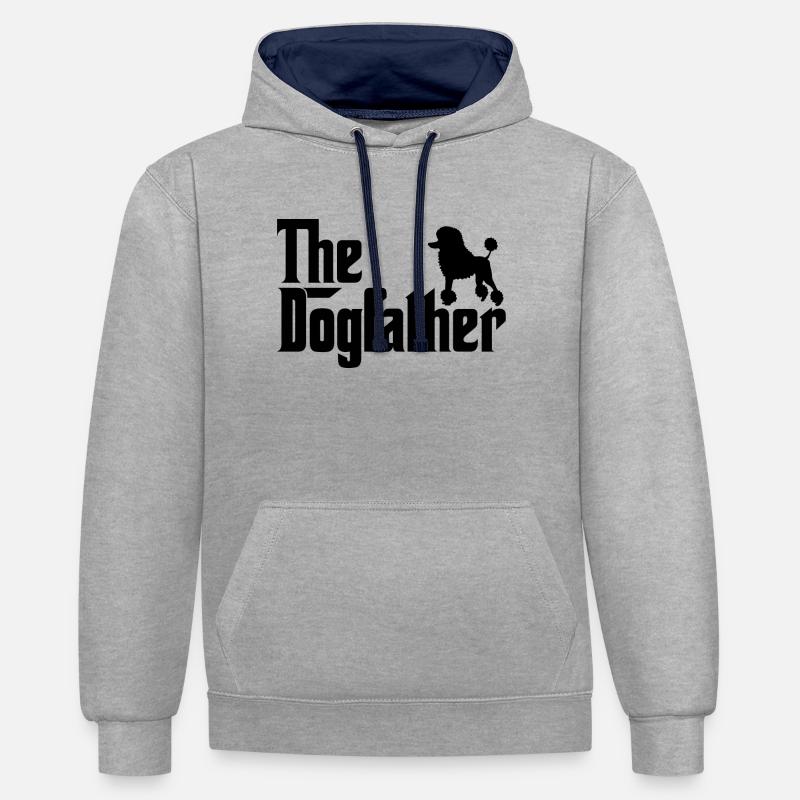 Le Caniche Dogfather - Sweat à capuche contrasté - gris chiné/bleu marine