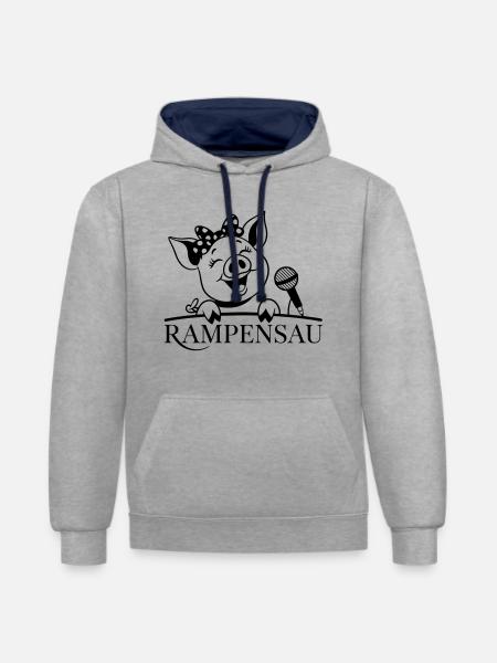 Ramp pig - Contrast hoodie - heather grey/navy