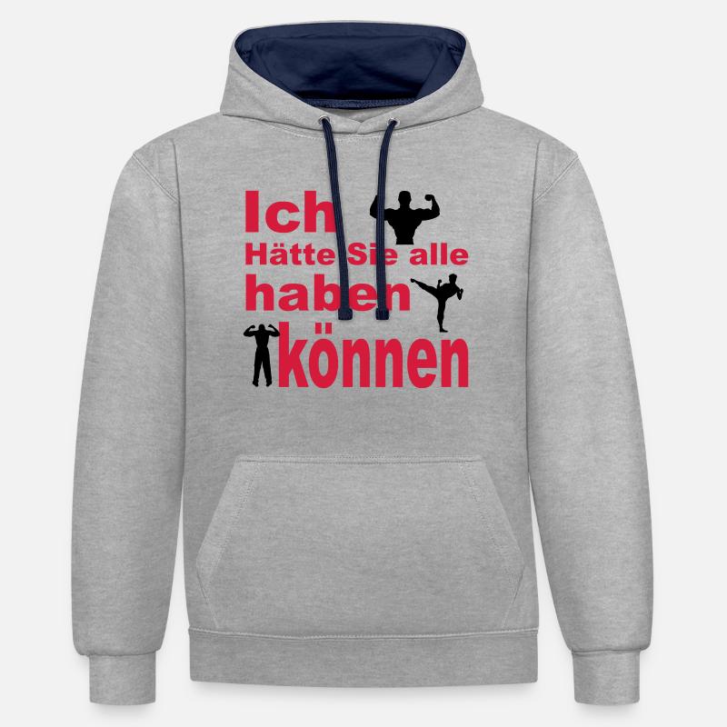 wedding - Sweat à capuche contrasté - gris chiné/bleu marine