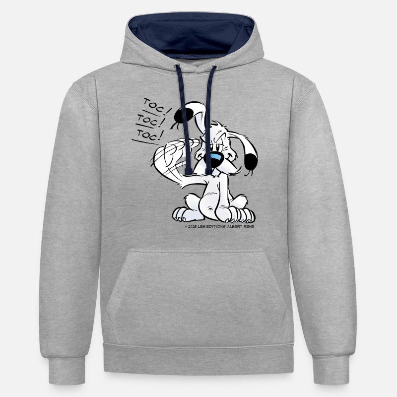Astérix & Obélix Idéfix Frappe Toc Toc Toc - Sweat à capuche contrasté - gris chiné/bleu marine