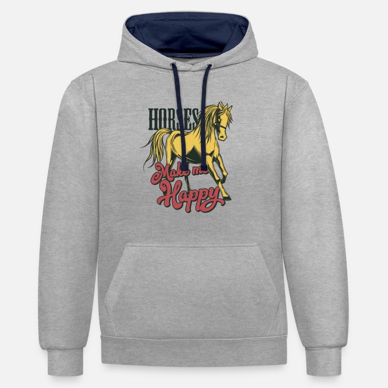 Cheval à cheval - Sweat à capuche contrasté - gris chiné/bleu marine