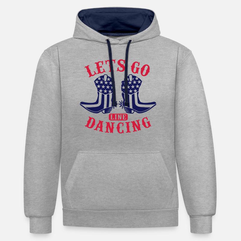 LETS GO DANSE EN LIGNE - Sweat à capuche contrasté - gris chiné/bleu marine