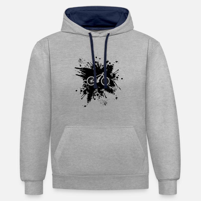 ebike - Sweat à capuche contrasté - gris chiné/bleu marine