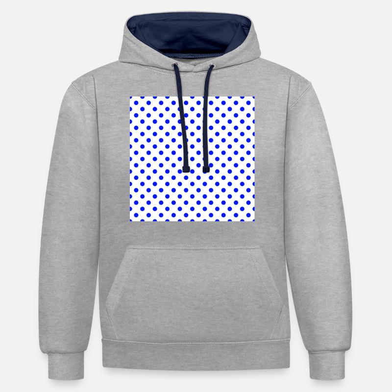 Polka Dot blanc et bleu - Sweat à capuche contrasté - gris chiné/bleu marine