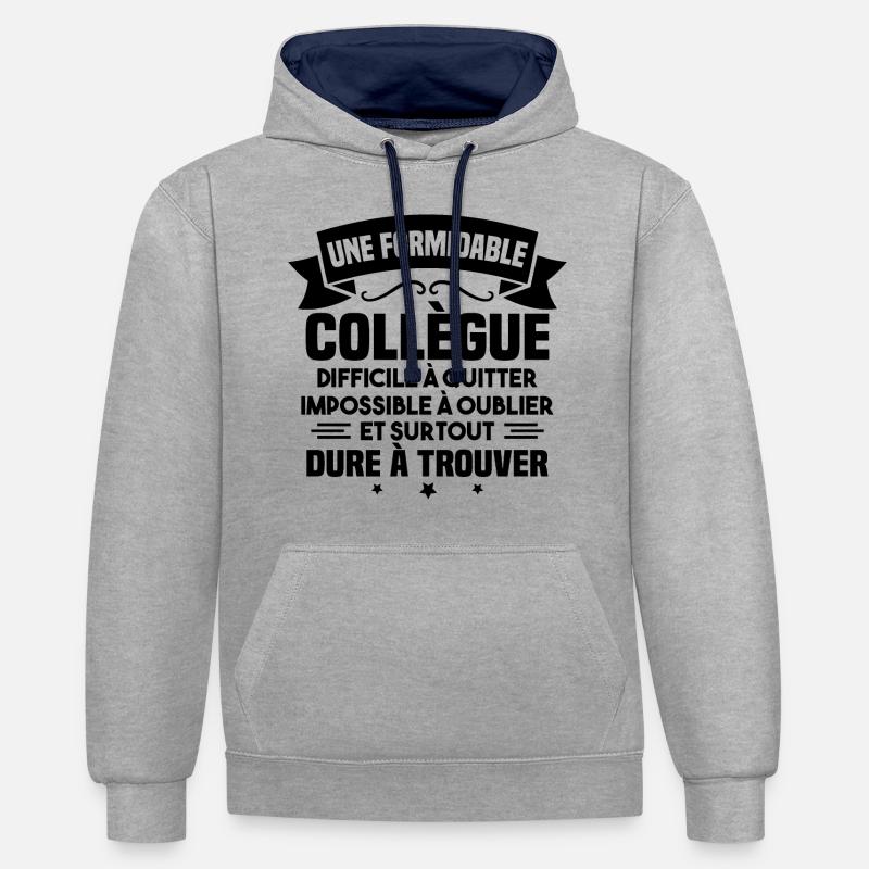 Une formidable collègue difficile - Sweat à capuche contrasté - gris chiné/bleu marine