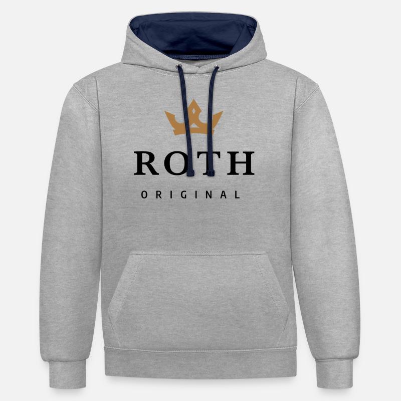 Roth - Sweat à capuche contrasté - gris chiné/bleu marine