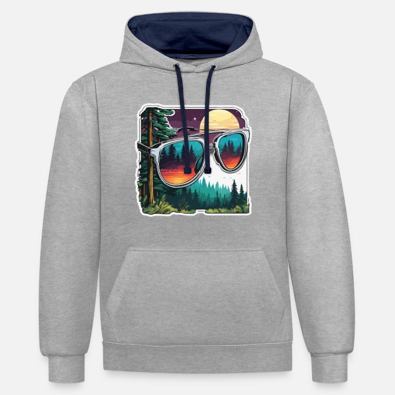 Sunglasses / Reflection / Forest / Reflection - Contrast hoodie - heather grey/navy