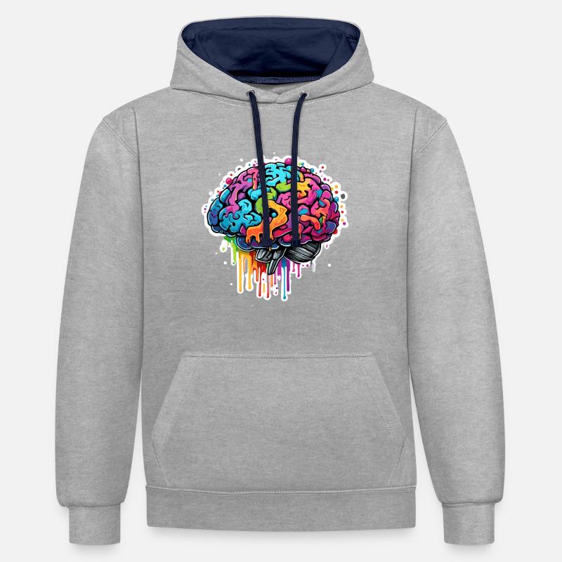 Brain / Knowledge / Intelligence / Smart / Thinking - Contrast hoodie - heather grey/navy