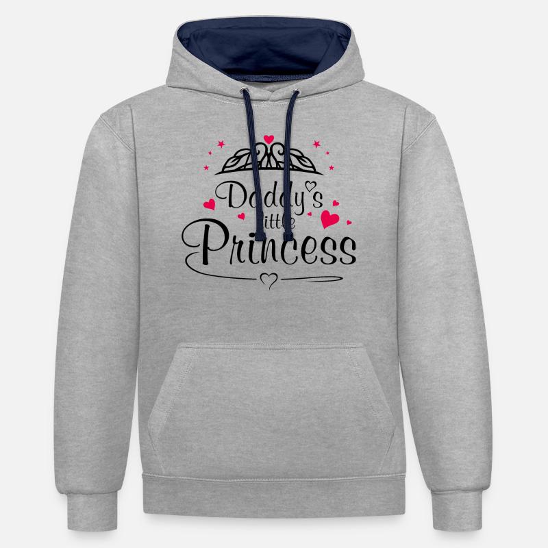 La petite princesse à papa - Sweat à capuche contrasté - gris chiné/bleu marine