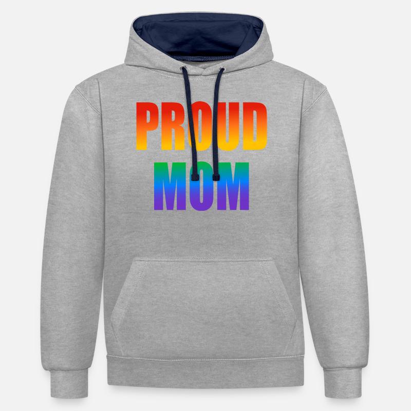 Stolze Mutter schwuler Regenbogen - Kontrast-Hoodie - Grau meliert/Navy