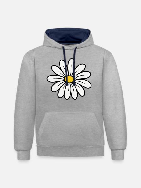 Gänseblümchen - Kontrast-Hoodie - Grau meliert/Navy