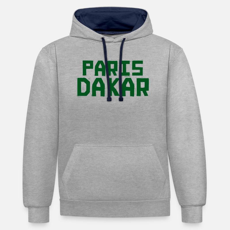 Paris Dakar - Sweat à capuche contrasté - gris chiné/bleu marine