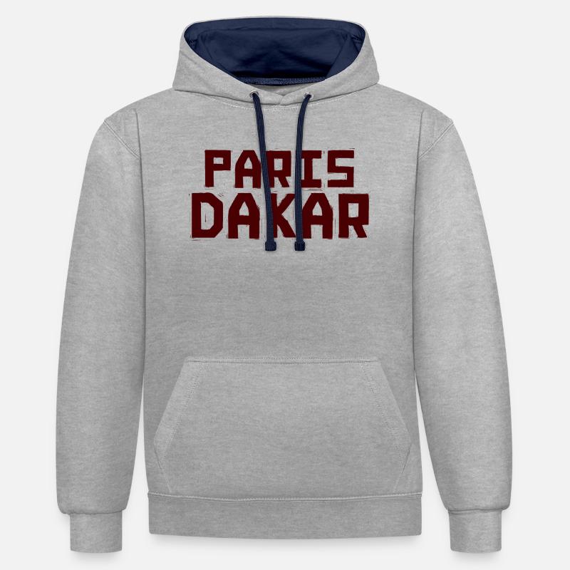 Paris Dakar - Sweat à capuche contrasté - gris chiné/bleu marine