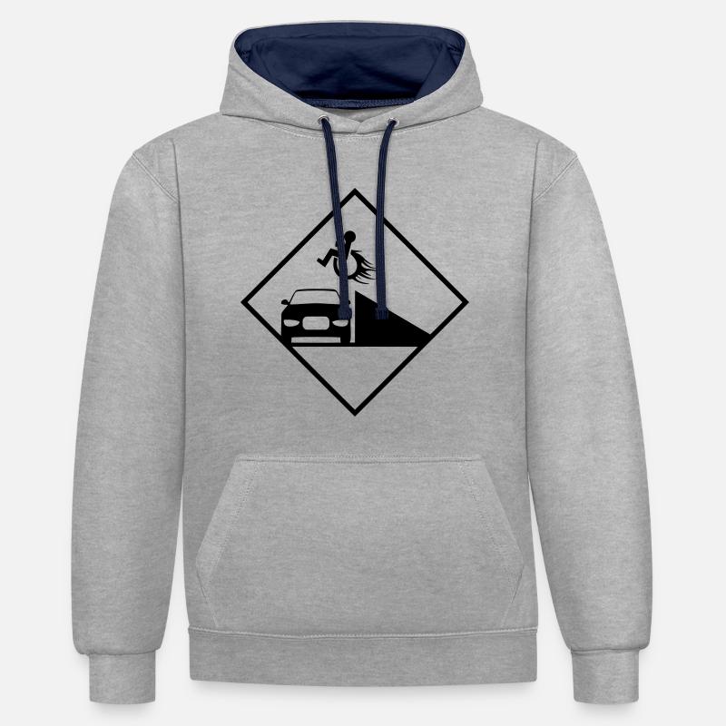 Rollstuhlfahrer springt über eine Rampe # - Kontrast-Hoodie - Grau meliert/Navy