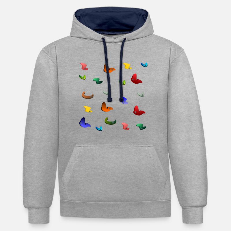 BLOC, BLOC, ESCALADE, ALPINISME, ALPINISME - Sweat à capuche contrasté - gris chiné/bleu marine