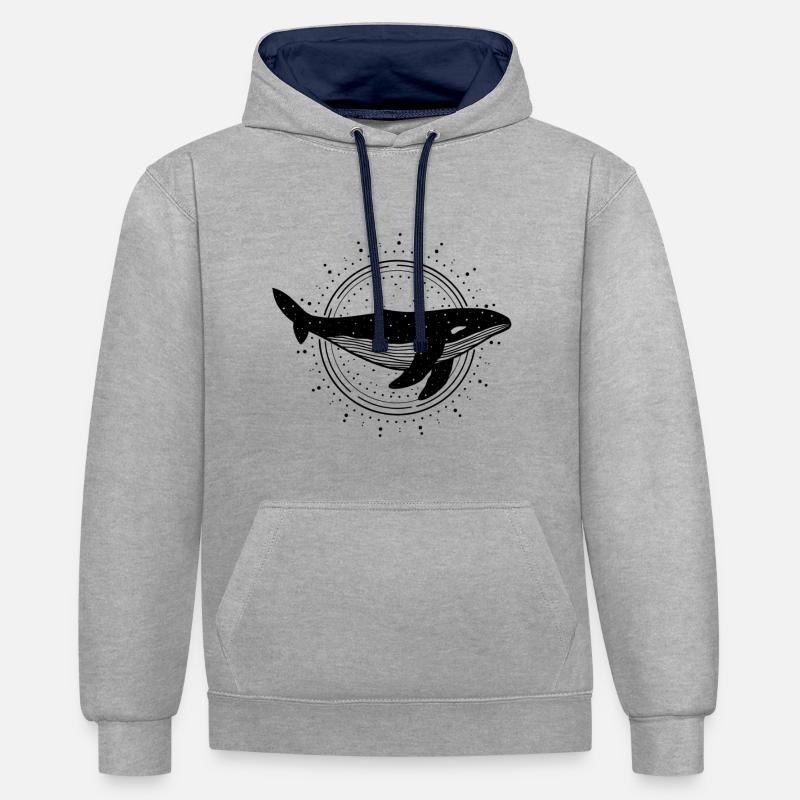 Wild Ocean - Sweat à capuche contrasté - gris chiné/bleu marine