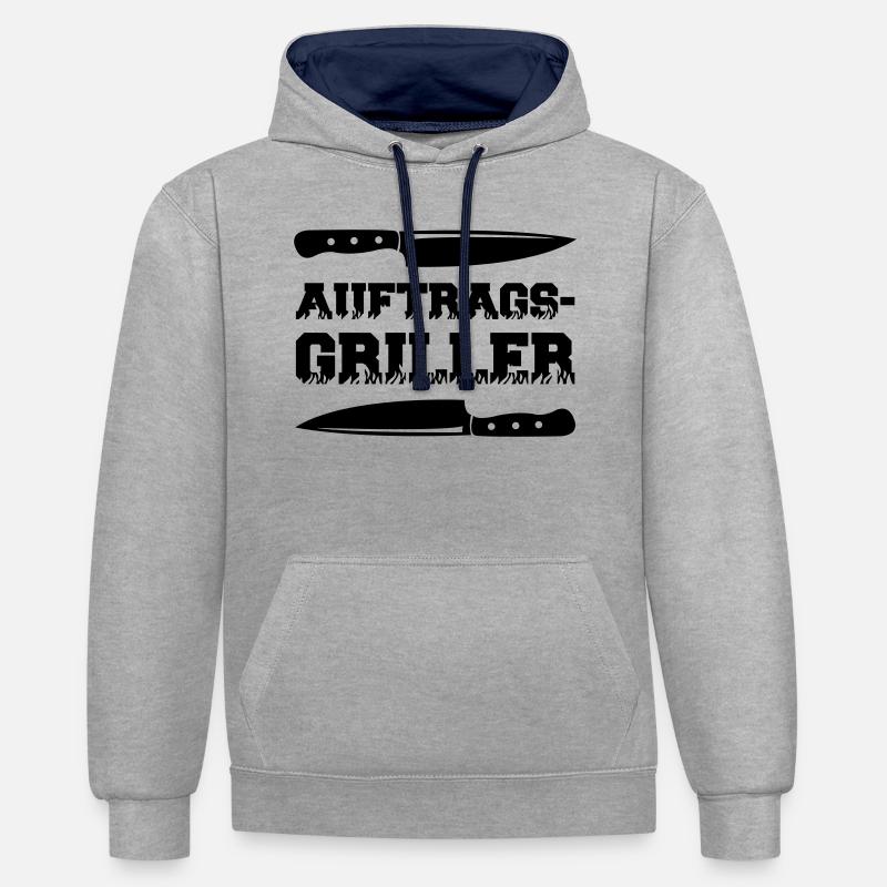 Griller à contrat 01 - Sweat à capuche contrasté - gris chiné/bleu marine