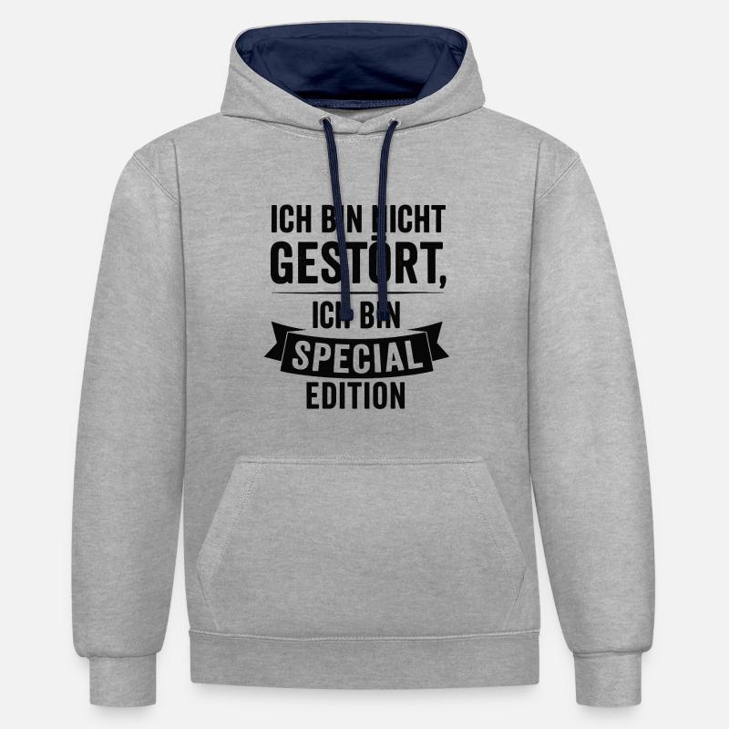 Ich bin Special Edition - Kontrast-Hoodie - Grau meliert/Navy