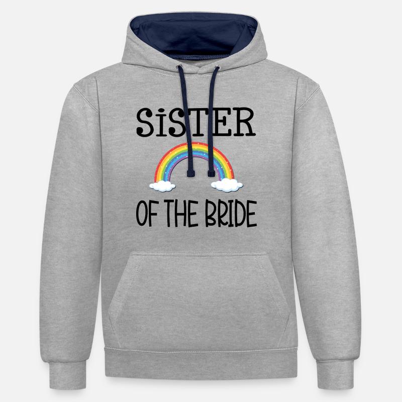 SŒUR ARC-EN-CIEL DE LA MARIÉE - Sweat à capuche contrasté - gris chiné/bleu marine