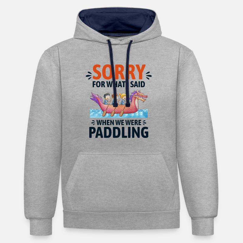 Équipage de course de bateaux-dragons - Sweat à capuche contrasté - gris chiné/bleu marine