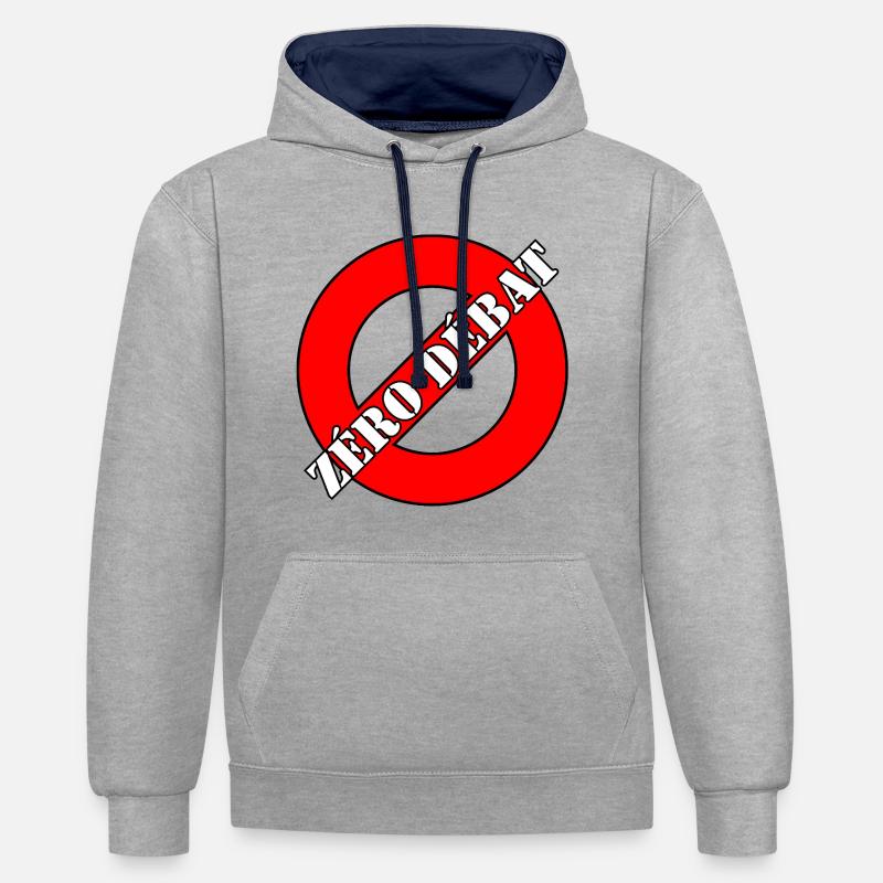 ZÉRO DÉBAT. - Sweat à capuche contrasté - gris chiné/bleu marine