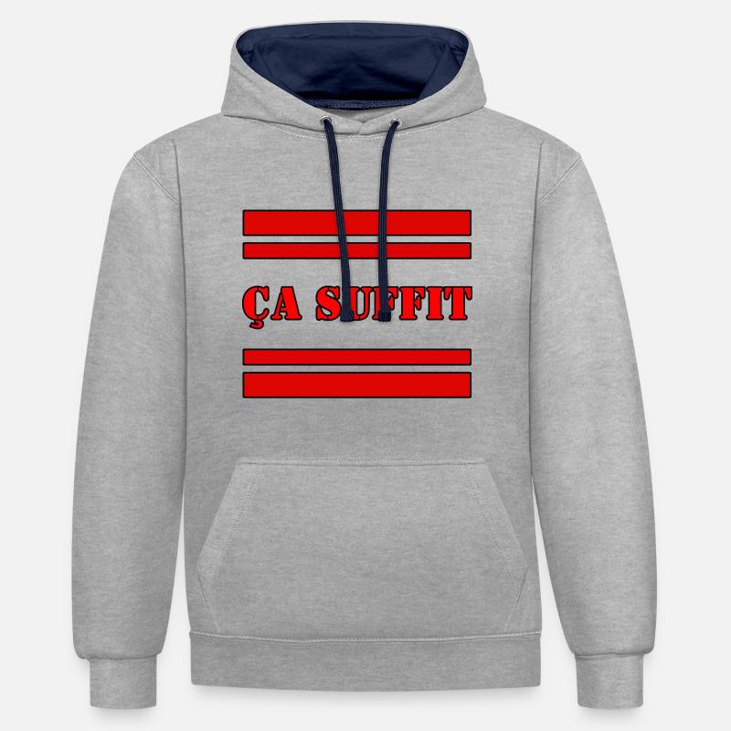 ÇA SUFFIT. - Sweat à capuche contrasté - gris chiné/bleu marine
