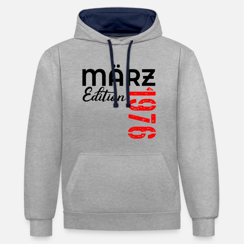 51e anniversaire 1976 mars - Sweat à capuche contrasté - gris chiné/bleu marine