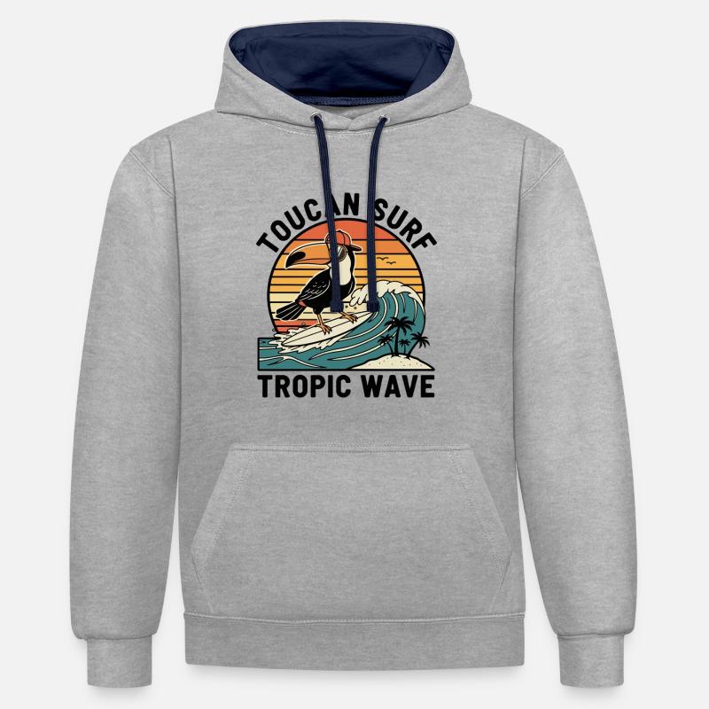 Toucan Surf Tropic Wave Ocean Vibes - Sweat à capuche contrasté - gris chiné/bleu marine