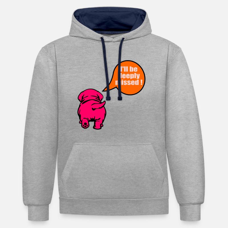 Chien d’adieu drôle - Sweat à capuche contrasté - gris chiné/bleu marine