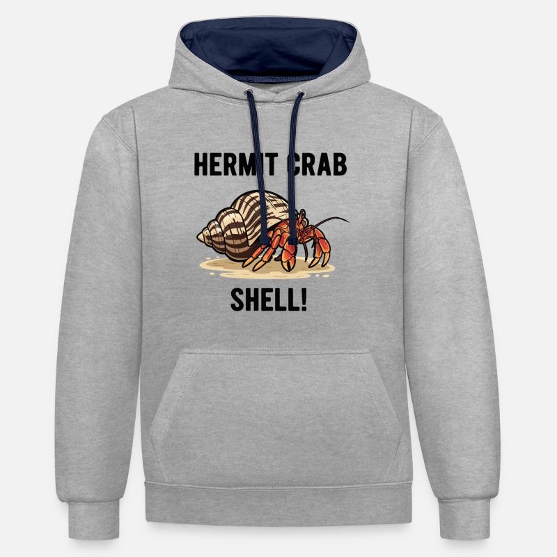Bernard-l'ermite Shell Hermit Crab - Sweat à capuche contrasté - gris chiné/bleu marine