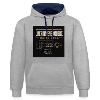 Es geht nicht nur um Schrauben - Kontrast-Hoodie - Grau meliert/Navy - Vorne - Liana (172cm) & Jaron (178cm)