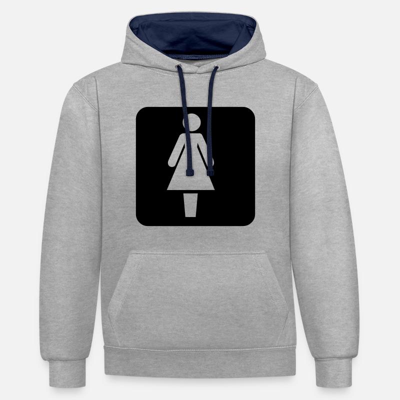 Frau - Sweat à capuche contrasté - gris chiné/bleu marine