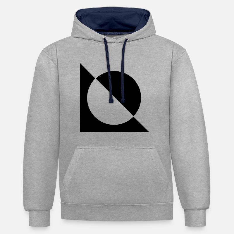Noir et blanc - Sweat à capuche contrasté - gris chiné/bleu marine