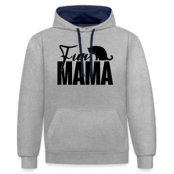 Mother's Day cute cat mother - fun mama - Contrast hoodie - heather grey/navy - Front - Liana (172cm) & Jaron (178cm)