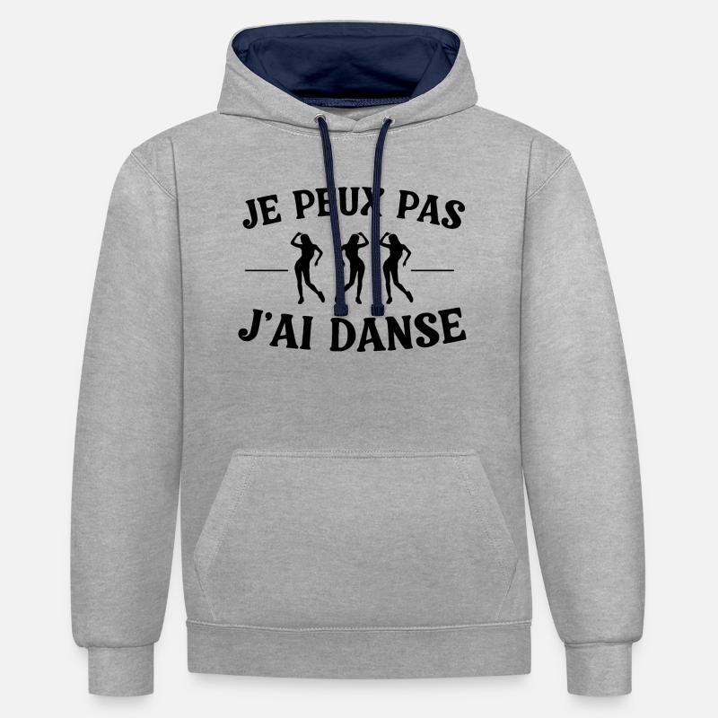 Je peux pas j'ai danse - Sweat à capuche contrasté - gris chiné/bleu marine
