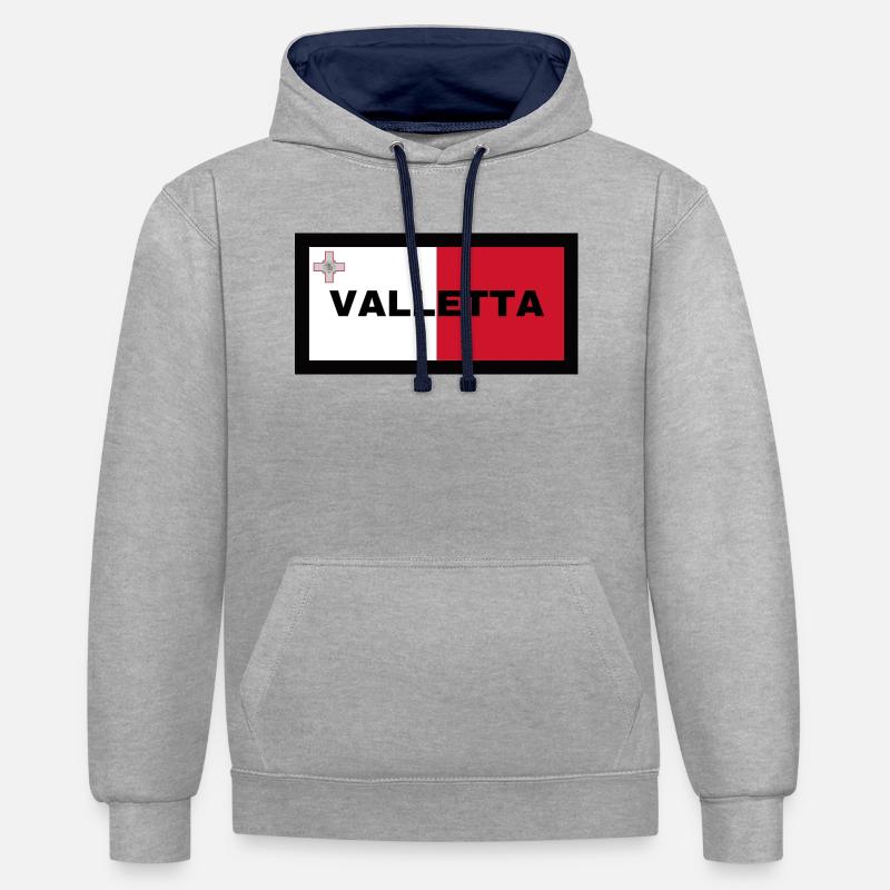 La Valette à Malte Drapeau - Sweat à capuche contrasté - gris chiné/bleu marine