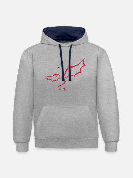 Teufel - Kontrast-Hoodie - Grau meliert/Navy