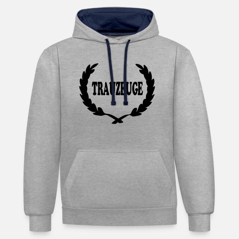 trauzeuge2 - Sweat à capuche contrasté - gris chiné/bleu marine