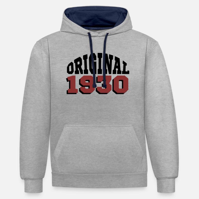 Original 1930 - Sweat à capuche contrasté - gris chiné/bleu marine