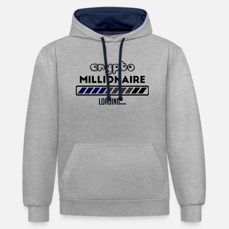 Bitcoin Trading Crypto Stocks - Sweat à capuche contrasté - gris chiné/bleu marine