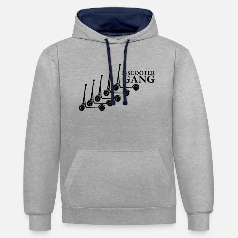 E-Scooter E-Roller Scooter - Kontrast-Hoodie - Grau meliert/Navy